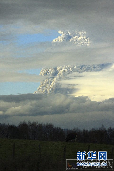 智利普耶韦火山喷发 浓烟、火山灰殃及邻国