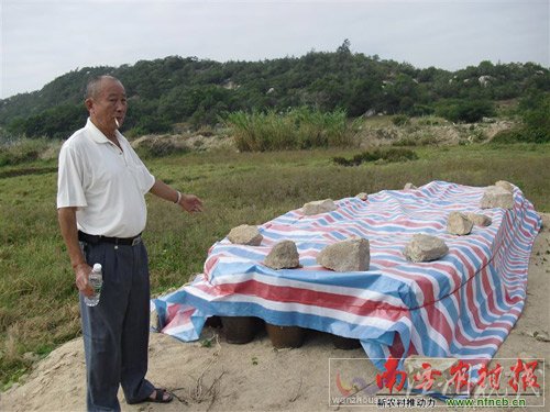 祖坟被开发商挖出来后，本来散落在各处，当地群众进行整理，但这些骨头已经无法分辨坟主