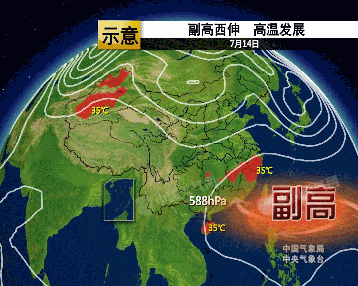 受副高影响，东南沿海高温范围扩大