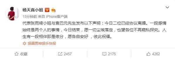 张雨绮离婚了，龙凤胎孩子还不到1周岁