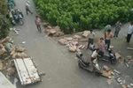 10吨猪肉翻车遭哄抢 市委致歉